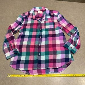 Jumping Beans Girls Size 6 Plaid Button-down Purple Plaid With Glitter